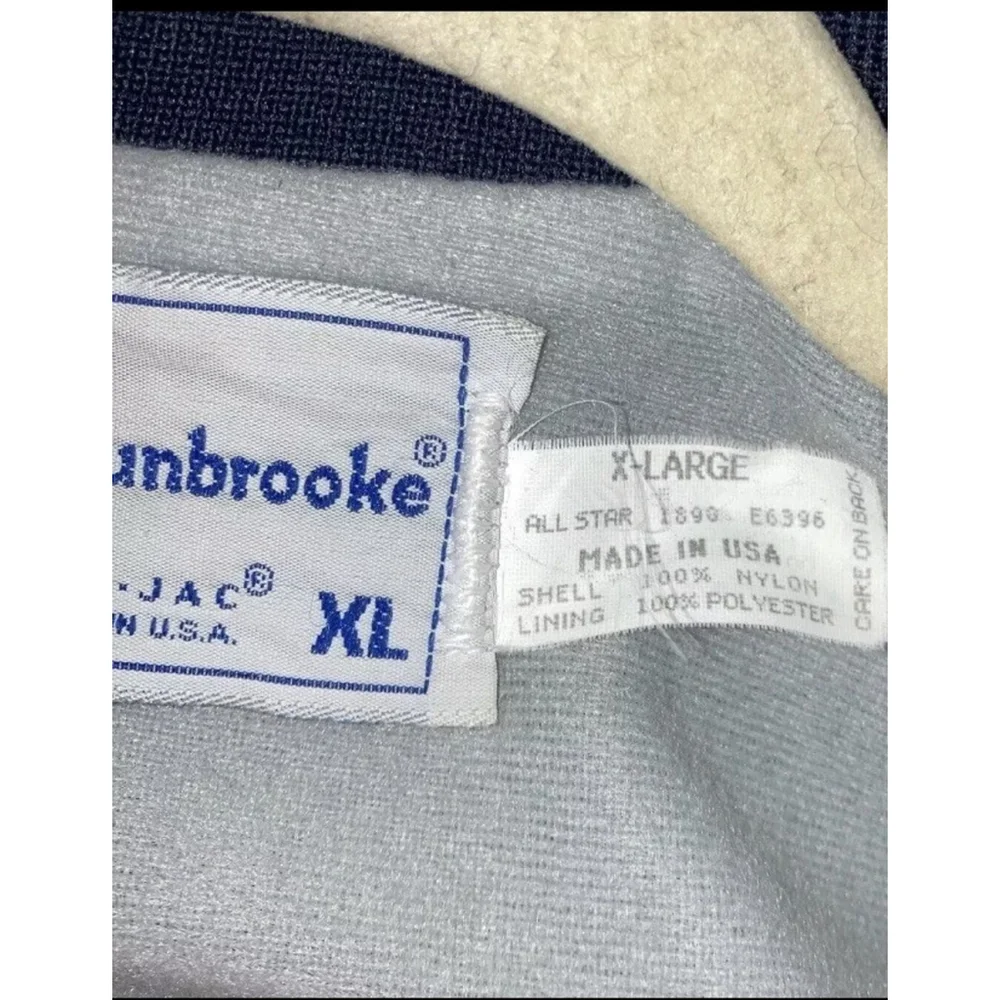 Vintage First of America Bank Banker Satin Jacket Bomber Blue Dunbrooke Men’s XL